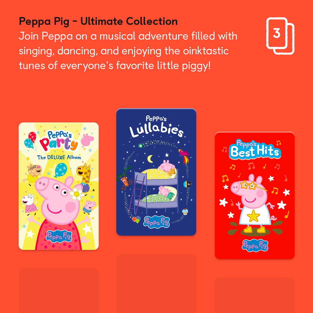 Yoto Peppa Pig card pack ready to insert into the Player for instant listening