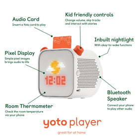 YOTO Player 3rd Gen audiobooks card insert demonstrates easy, removable content access.