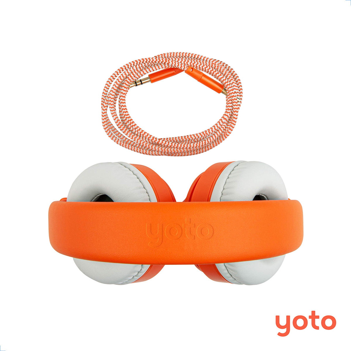 Yoto wired headphones adjustable headband fits growing kids comfortably.
