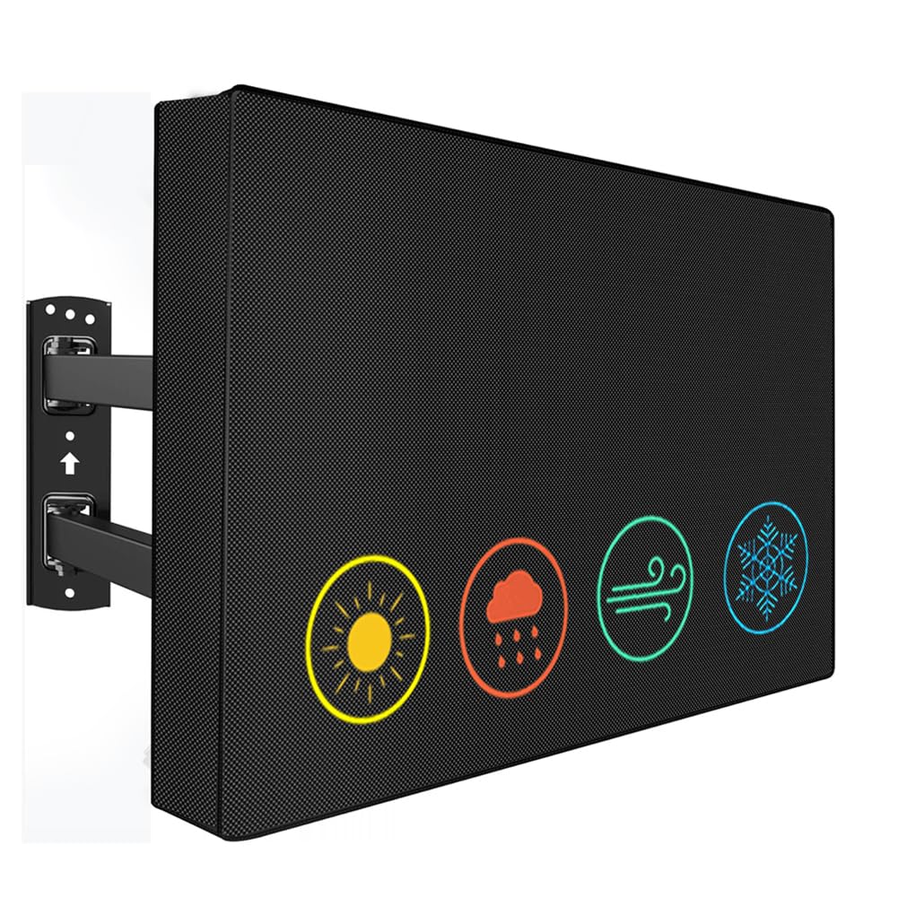 YOTOM outdoor TV cover with remote pocket protects a 42-inch TV from weather