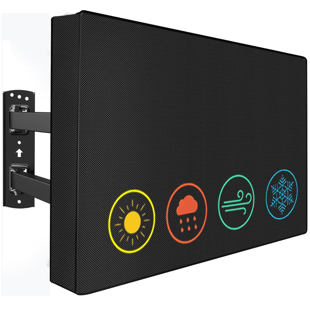 YOTOM outdoor TV cover for 55-58 inch screens with weather protection.