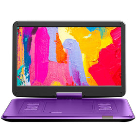 YOTON portable DVD player with purple design, ideal for stylish travel entertainment on flights and trips.