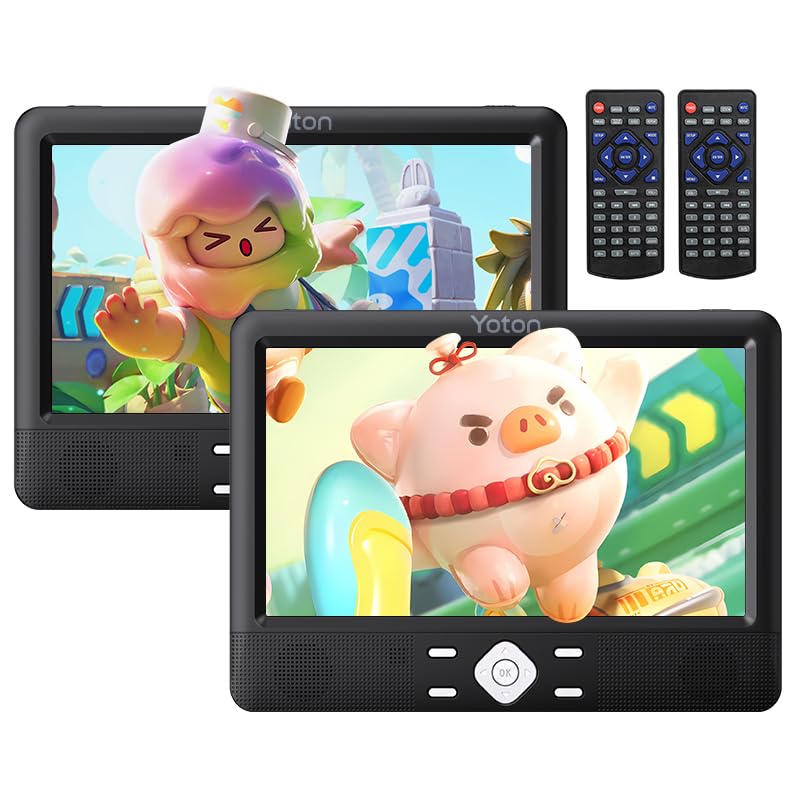 YOTON dual DVD players mounted on headrests for rear-seat entertainment