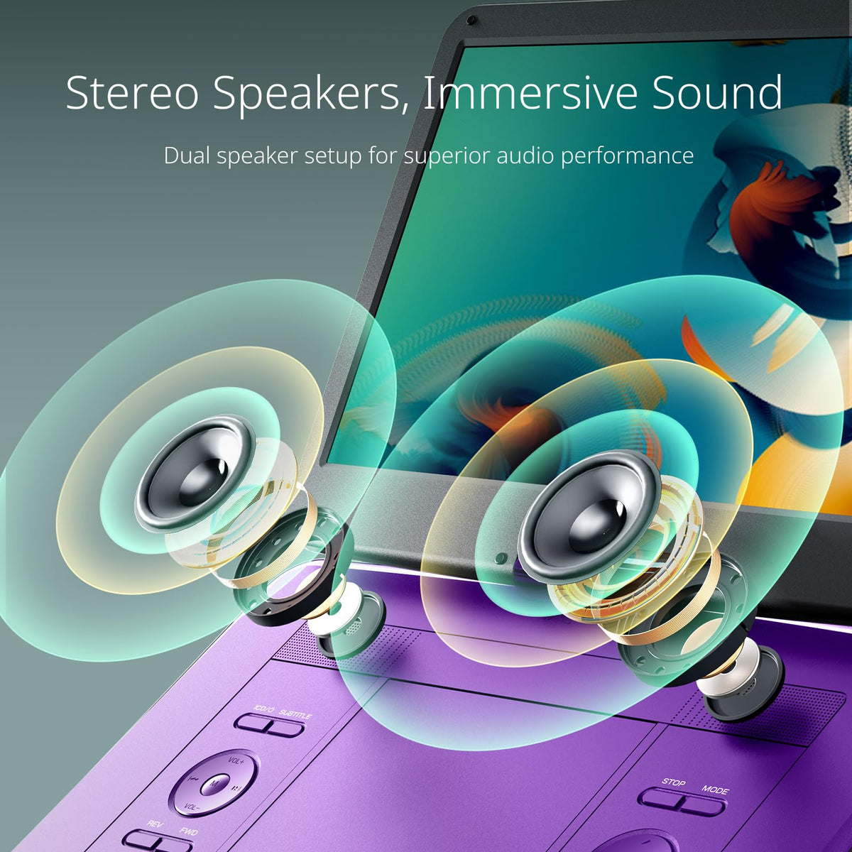 YOTON dual stereo speakers deliver rich, immersive sound for movies.