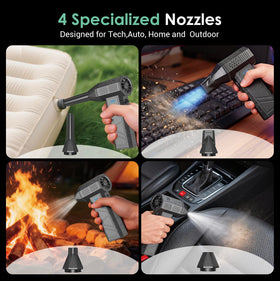 Four nozzles included for extended cleaning reach
