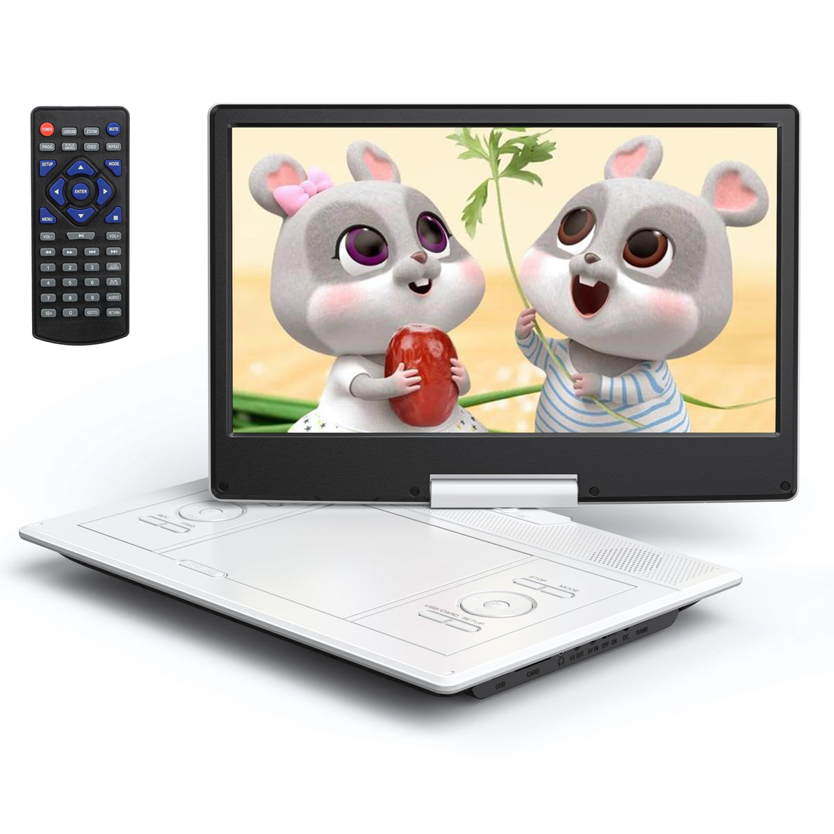 YOTON front view showing white casing and large screen, ideal for travel