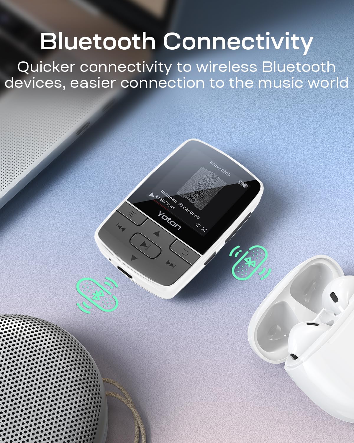Yoton MP3 Player with included headphones for immediate listening