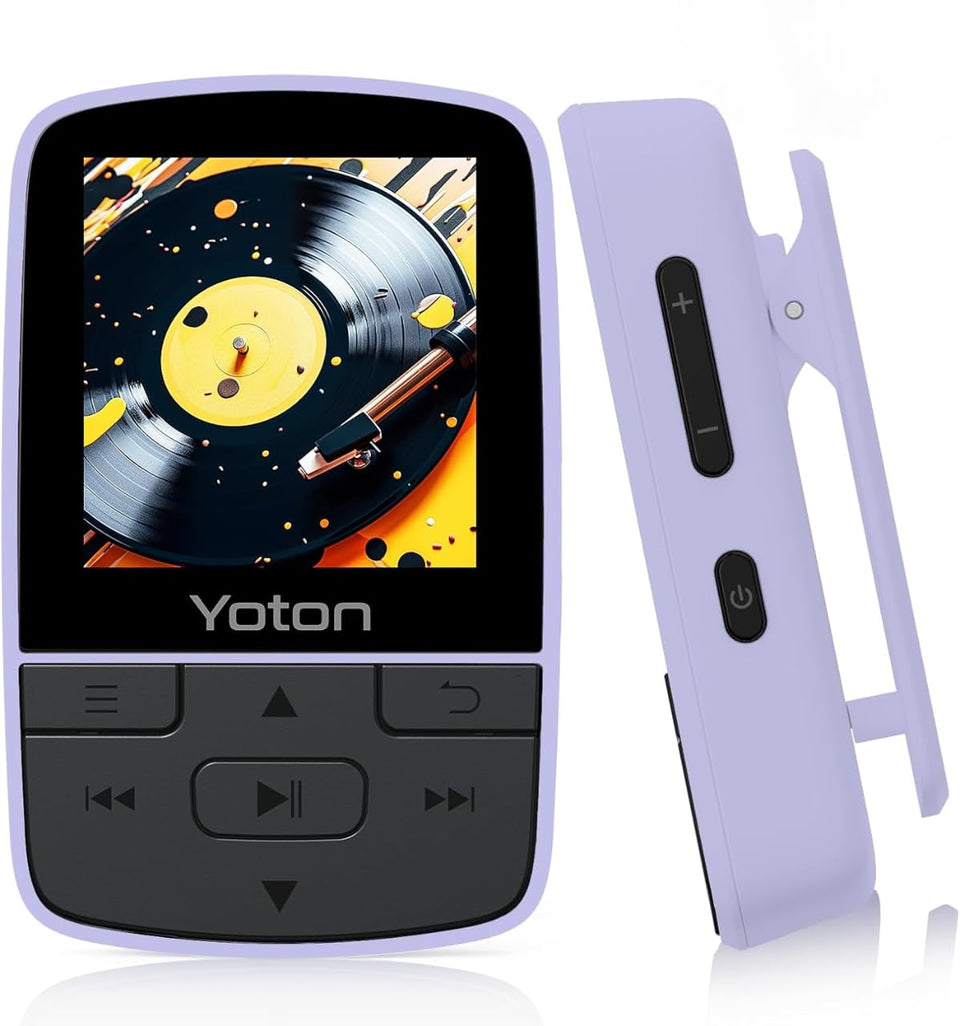 YOTON purple MP3 player with clip for hands-free listening on the go.