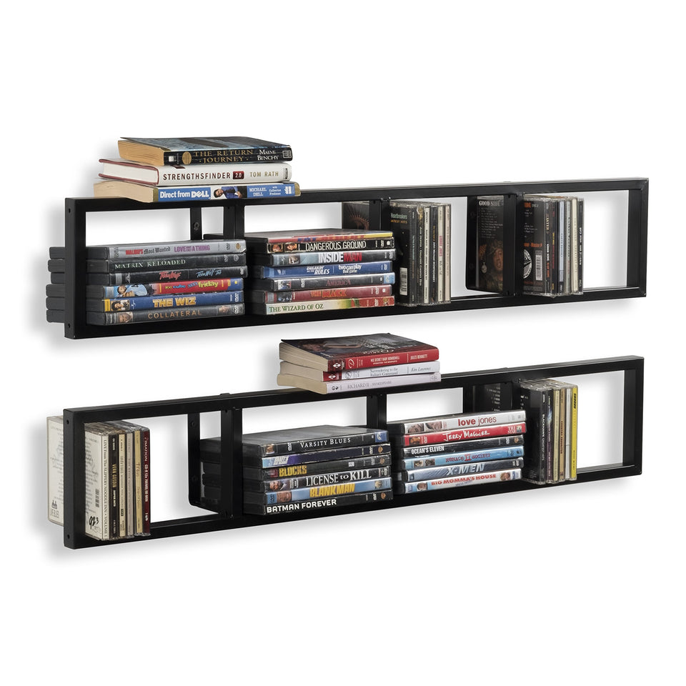 You Have Space Wall Mount 34 Inch Media Storage Rack DVD organizer on wall shelves for easy access