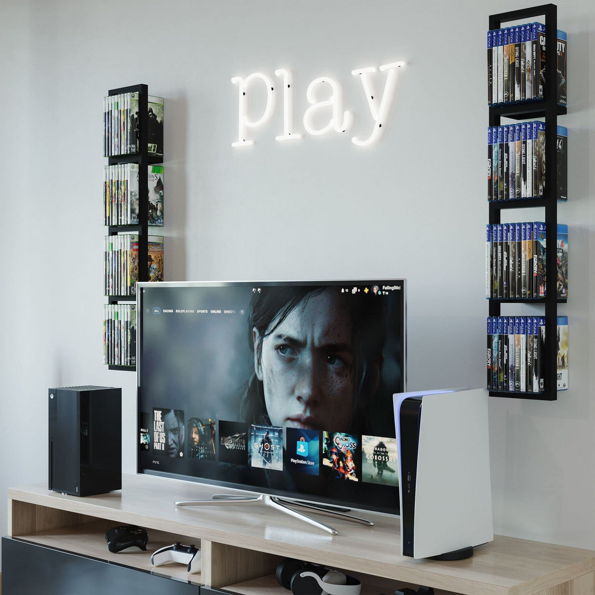 You Have Space Wall Mount 34 Inch Media Storage Rack metal finish complements modern decor while organizing media