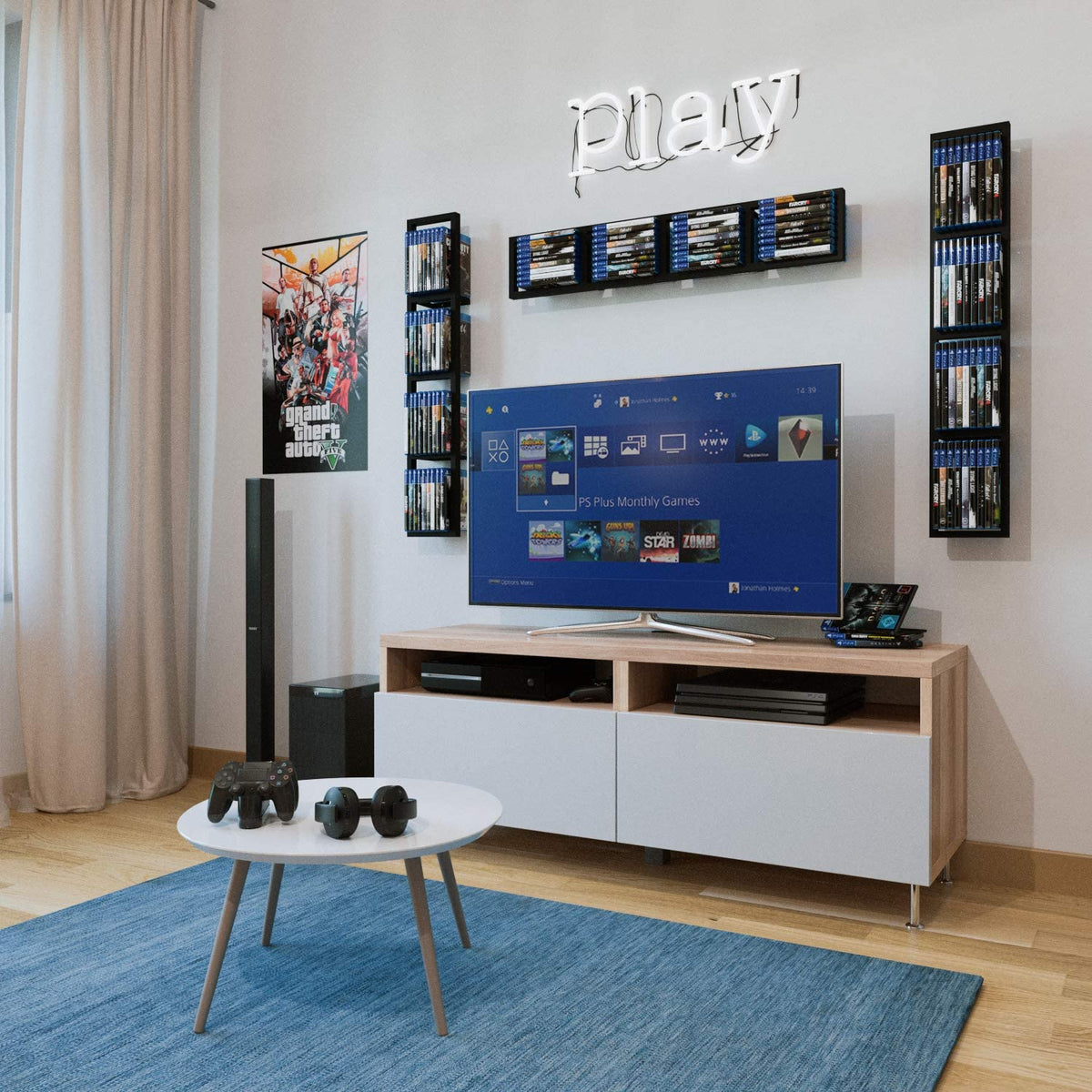You Have Space Wall Mount 34 Inch Media Storage Rack vertical or horizontal installation options