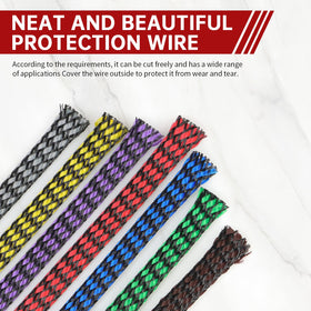 YOUBO cable sleeve organizes messy desk cables neatly.
