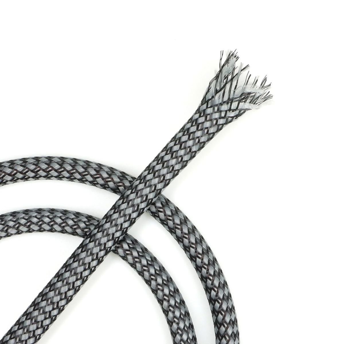 YOUBO Expandable braided cable sleeve in gray-black neatly conceals and protects cables.