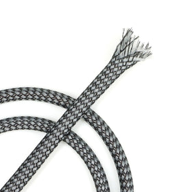 YOUBO Expandable braided cable sleeve in gray-black neatly conceals and protects cables.