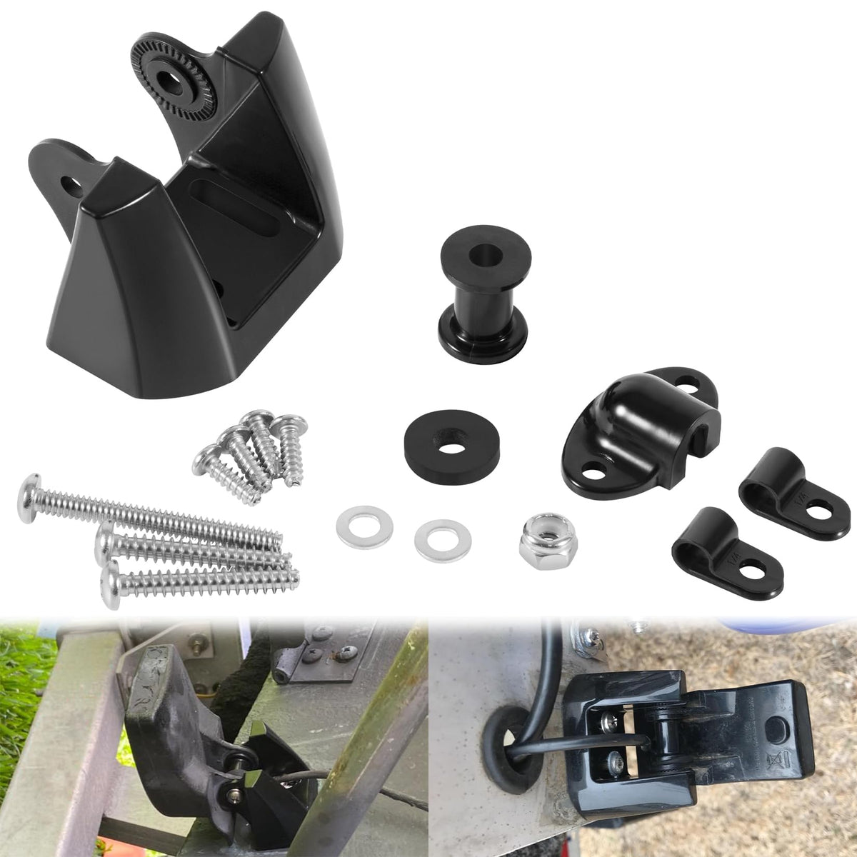 Yourour heavy-duty transducer mount bracket attached to a boat transom for stable sonar