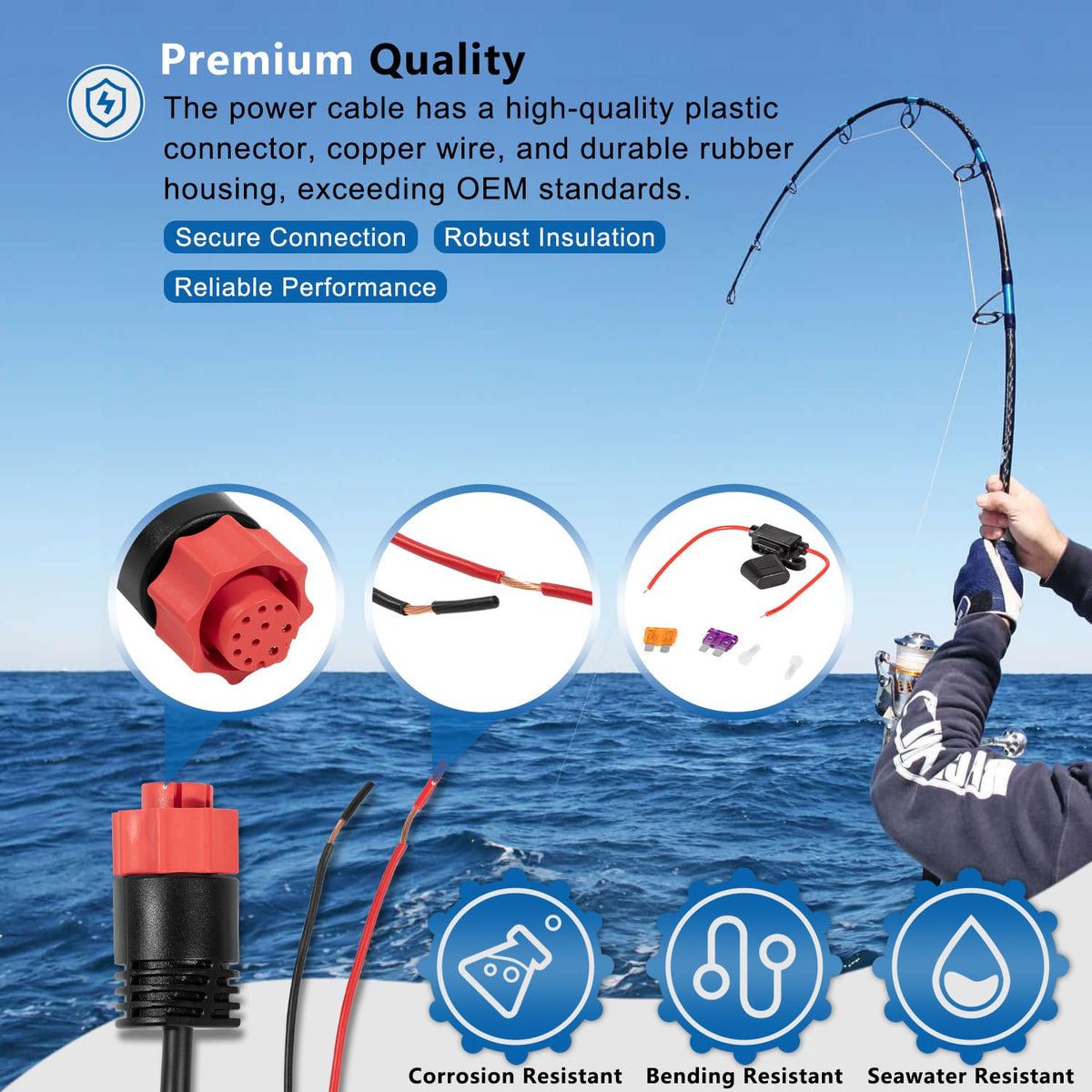 yourour lowrance-compatible power cable fits HDS and Elite models for uninterrupted data.