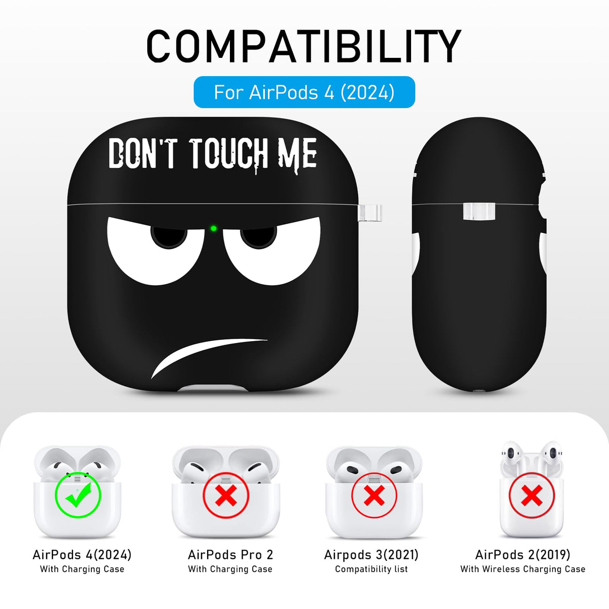 Youtec AirPods 4 case supports wireless and wired charging with visible LED.