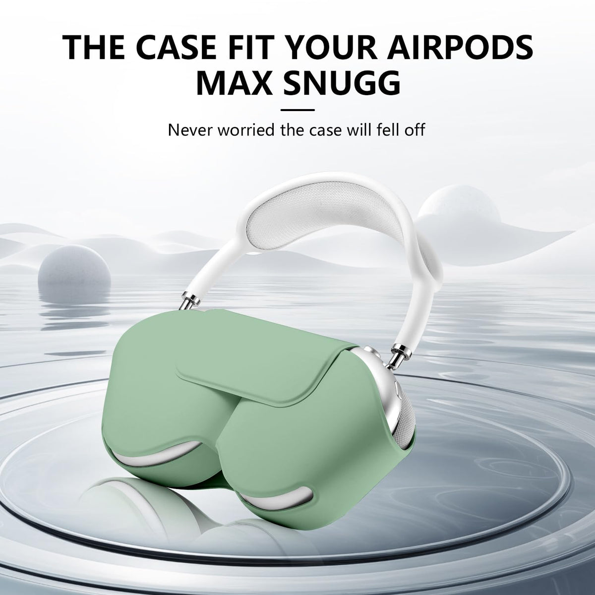 Youtec AirPods Max Case grass green open view with charging port access.