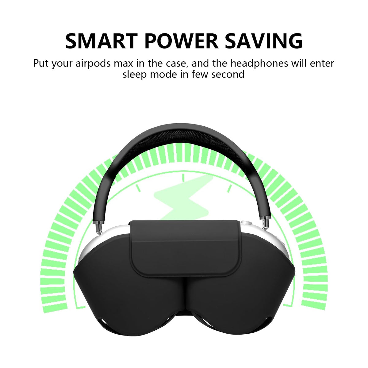 YouTec AirPods Max case in use highlighting sleep mode activation