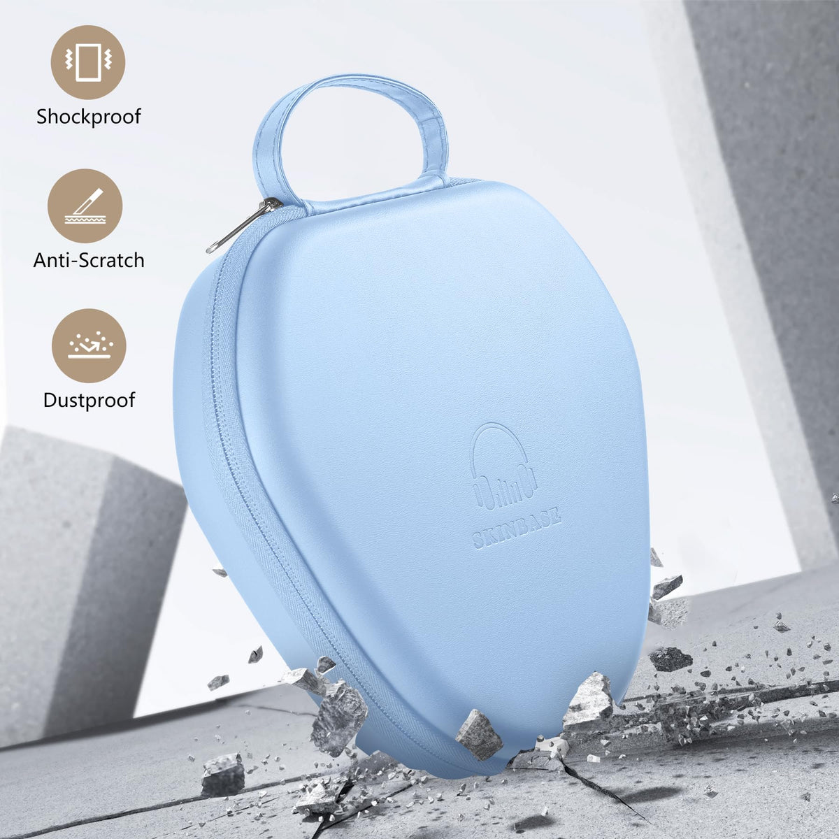 Youtec AirPods Max Case Light Blue double zip design for smooth opening