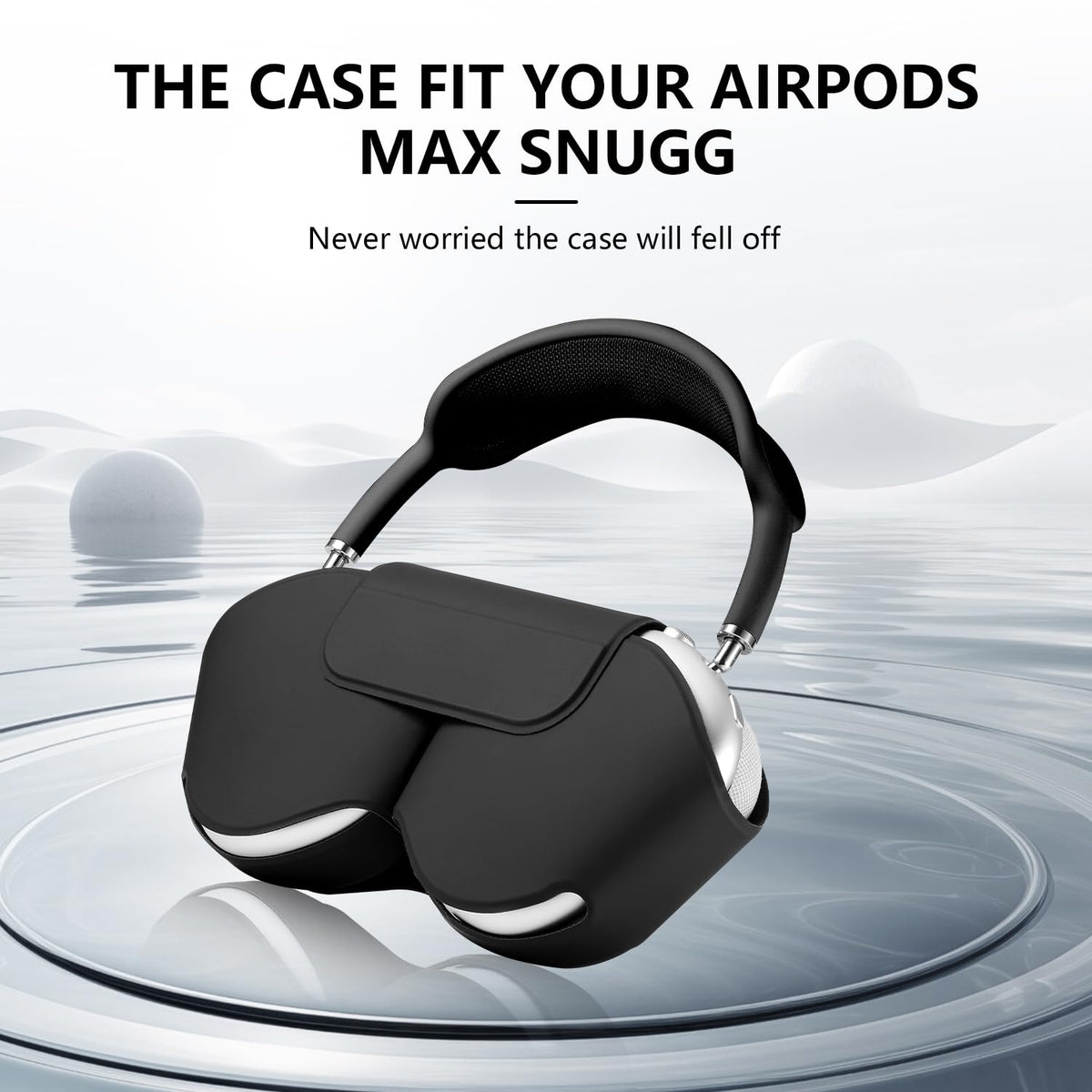 YouTec AirPods Max case side view with magnets securing fit