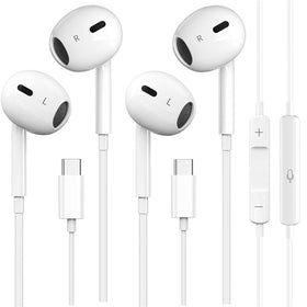 YouthCity USB-C headphones 2-pack showing broad compatibility with iPhone and iPad devices.