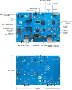 youyeetoo Banana Pi OpenWrt One WAN and LAN ports enable flexible home or office networking.