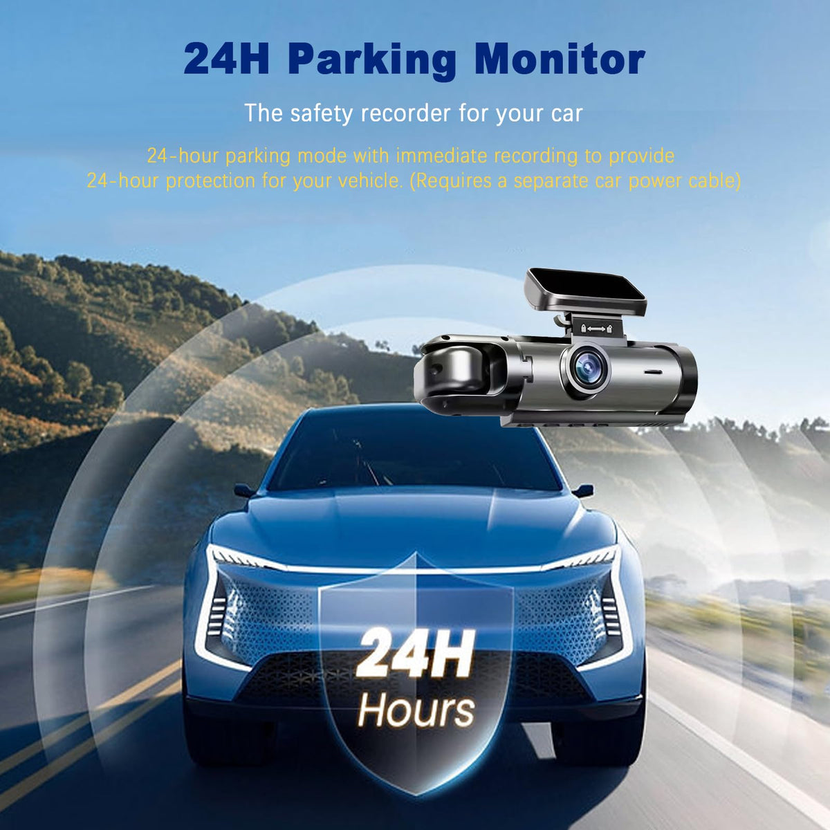 YOVDA 24h parking monitoring when powered for parked-event capture