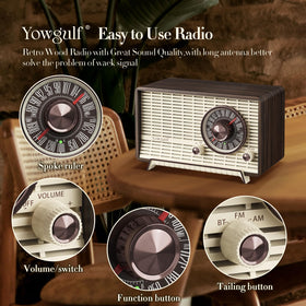 YOWGULF telescopic copper antenna extended to improve FM reception and signal stability