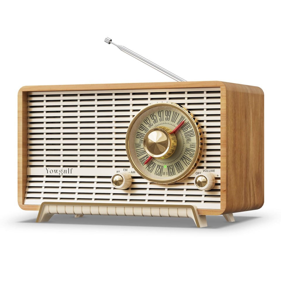 YOWGULF front panel showing retro knobs and speaker grille for stylish listening
