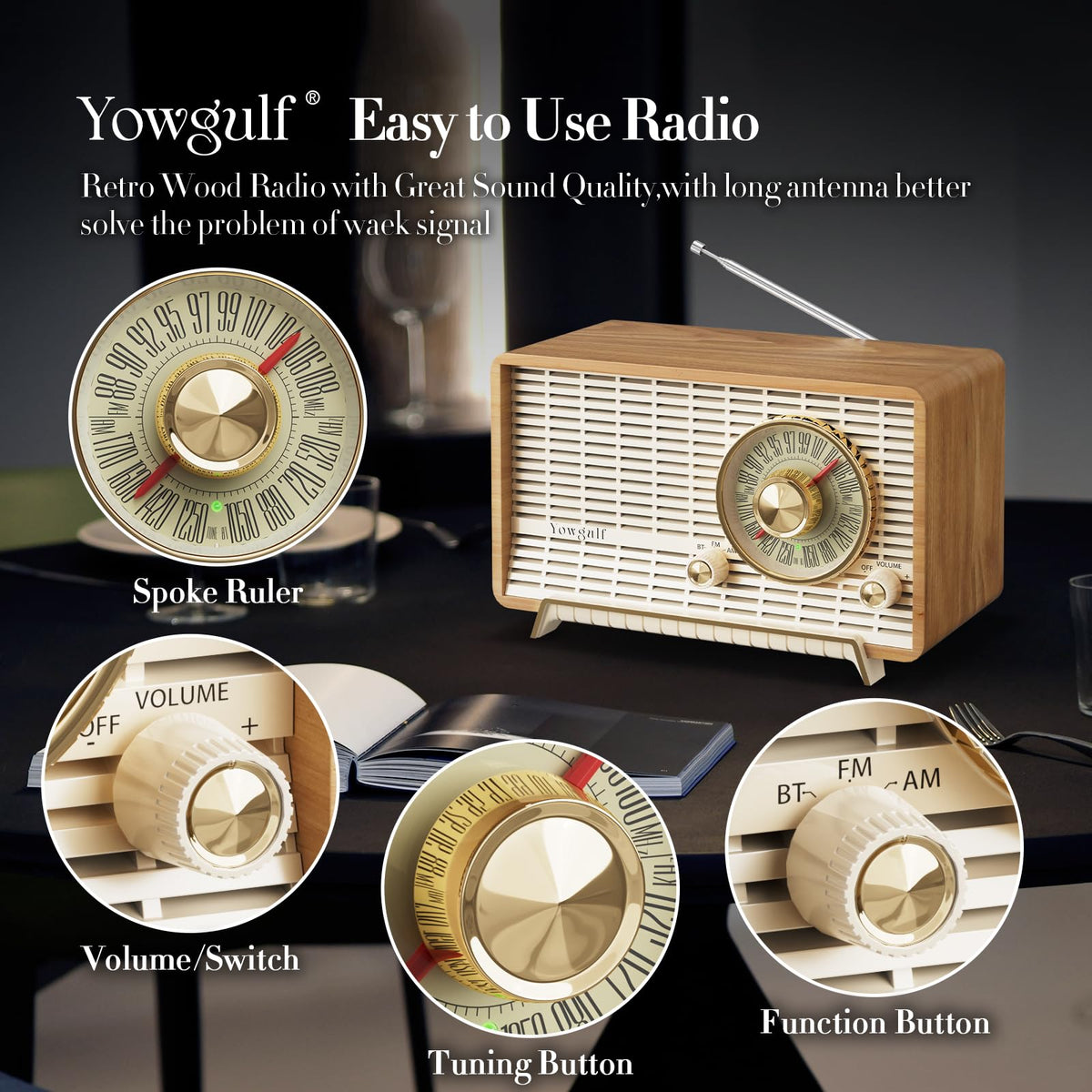 YOWGULF rotary knob detail emphasizing easy tuning and precise control