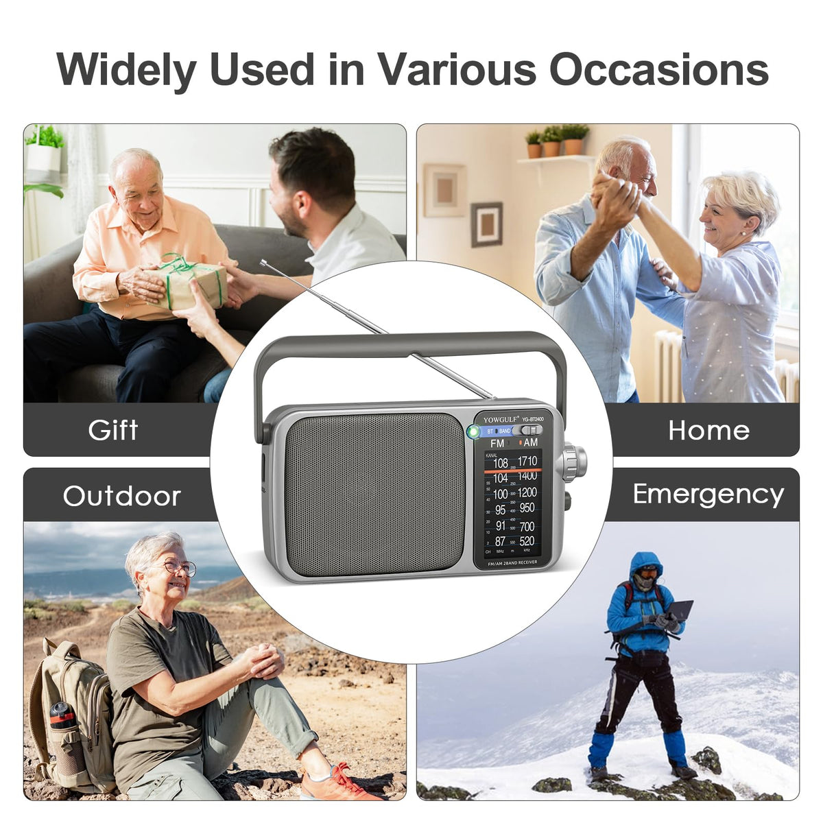 YOWGULF radio held in hand to show compact size and portable convenience