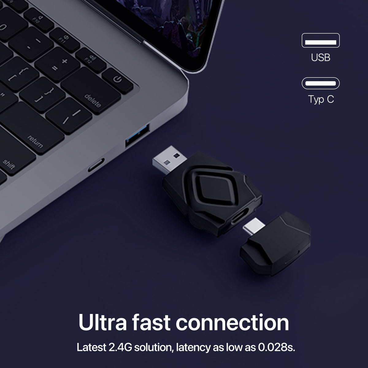 YOWU 4GS 24G dongle connection enables ultra-low latency wireless gaming.