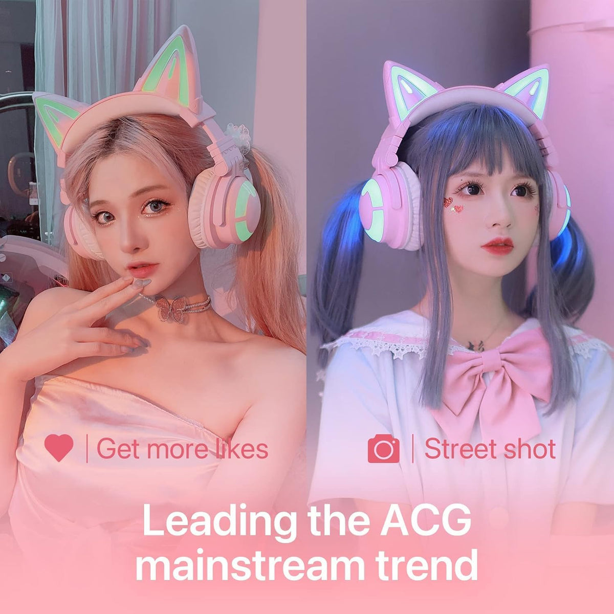 YOWU Cat Ear Headphones ears close-up shows plush cushioning for long sessions