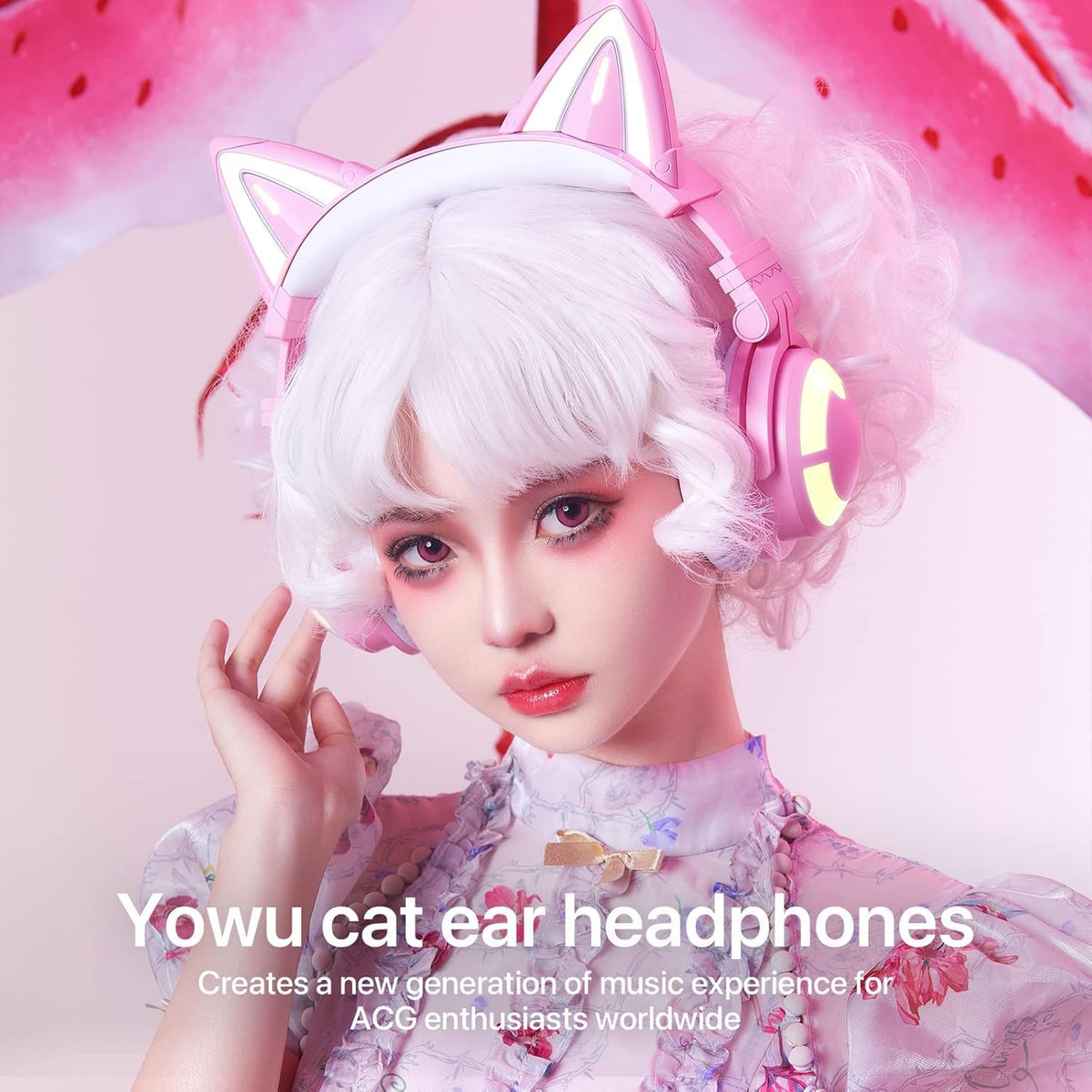 YOWU pink RGB lighting on the side while you game