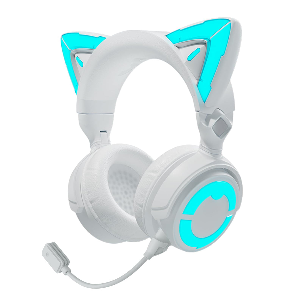 yowujp 4GS cat ear headphones front view with eye-catching RGB lighting for immersive gaming