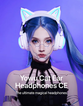 YOWU cat ear headphones ergonomic design with memory foam for long listening sessions.