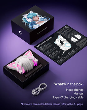 YOWU cat ear headphones fast charging and long battery life.