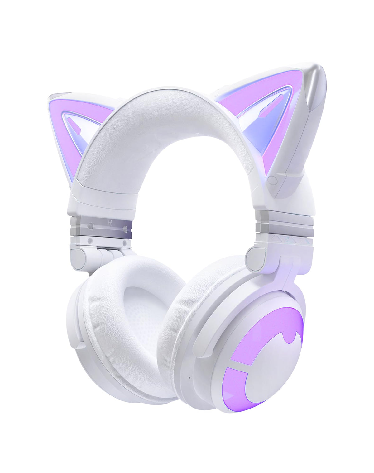 YOWU cat ear headphones with RGB lighting for personalized style and immersive sound.