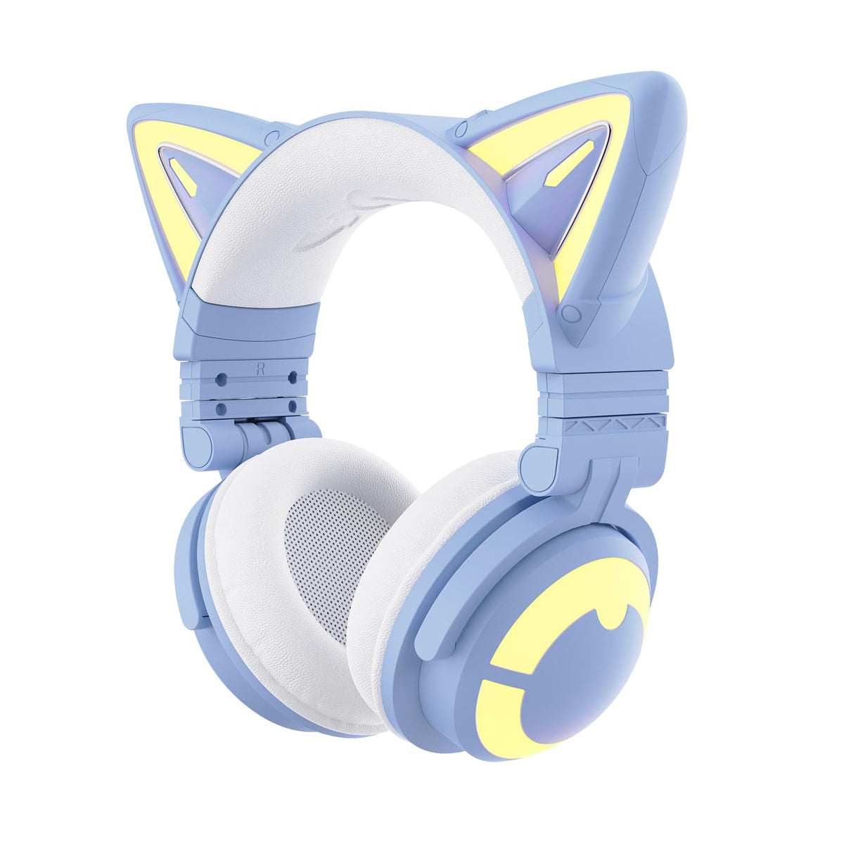 YOWU Cat Ear Headphones with RGB lighting highlight the headset for gaming ambiance