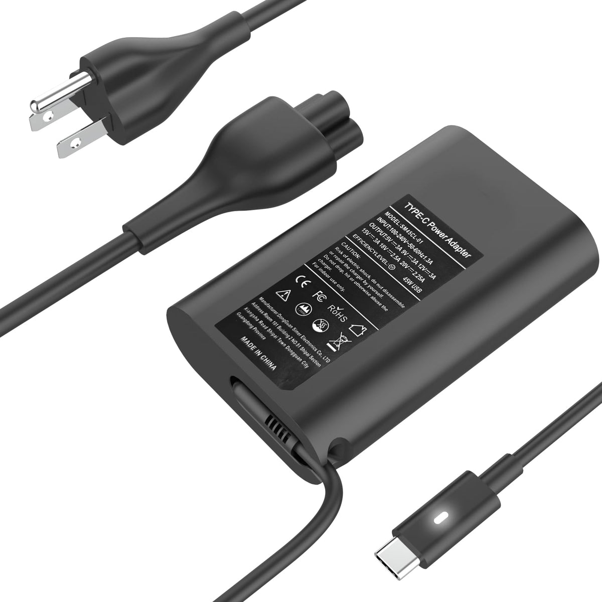YOXYDIF 45W USB-C laptop charger Dell XPS compatibility for on-the-go power.