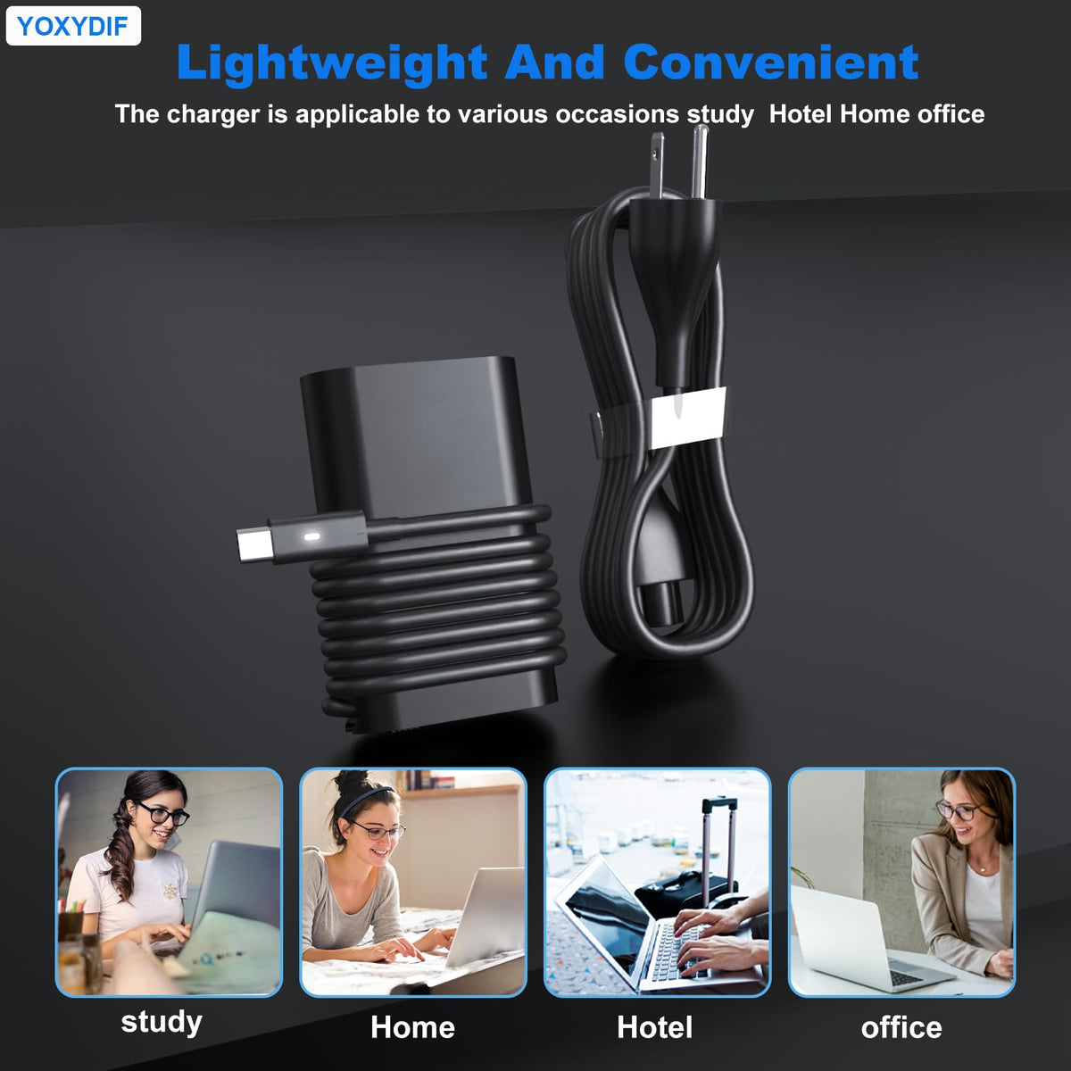 YOXYDIF 45W USB-C charger ready for Latitude 2-in-1 devices.