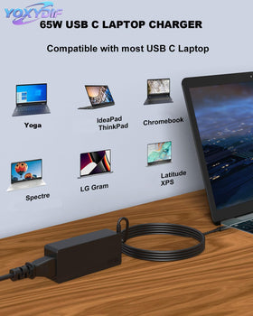 Charger in packaging: YOXYDIF 65W USB-C with power cord included