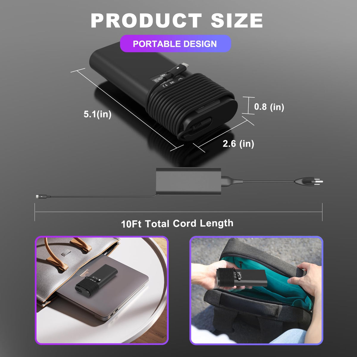 YOXYDIF 90W USB-C charger supports 100-240V input for worldwide use.