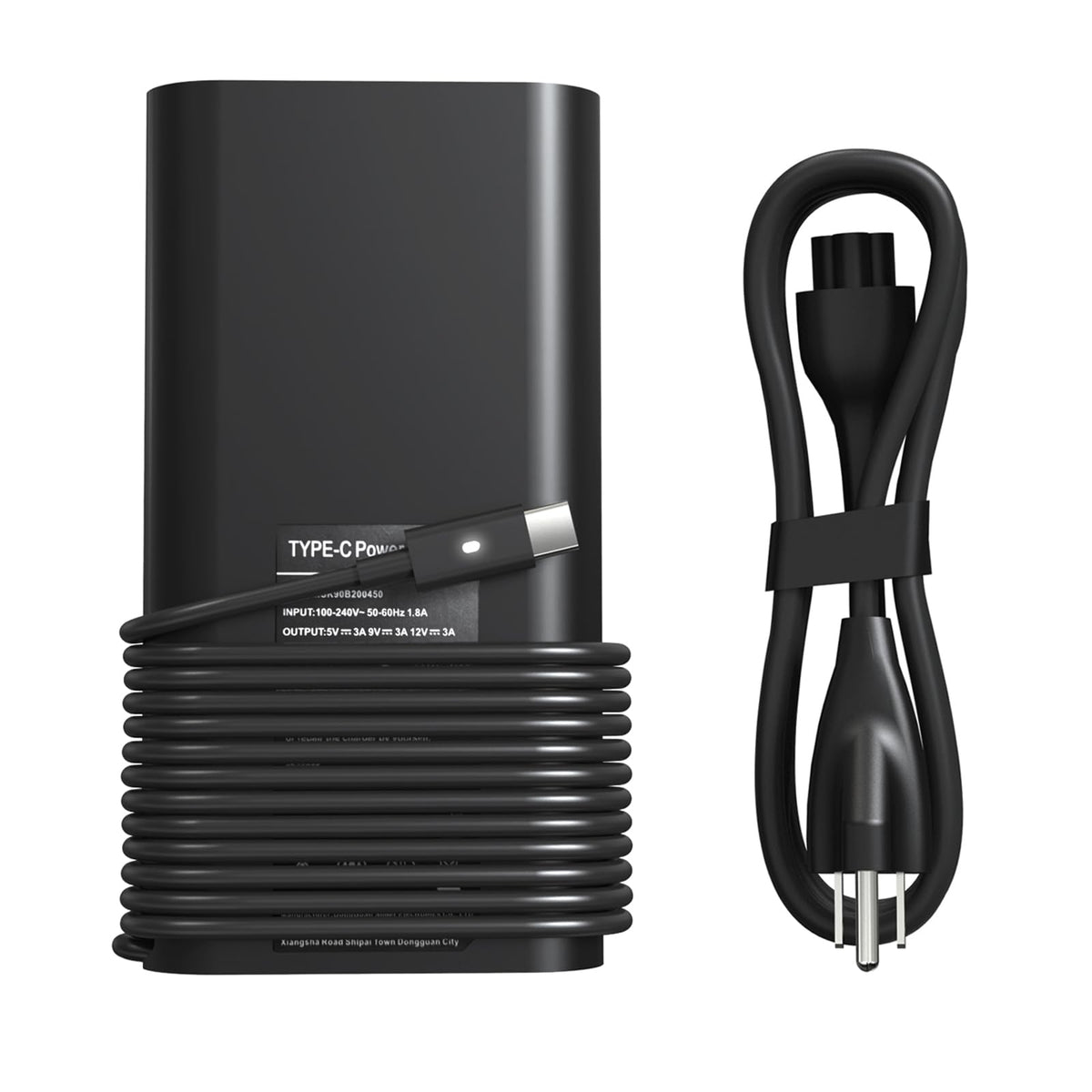 YOXYDIF 90W USB-C charger for Dell Latitude on desk powering a laptop smoothly.