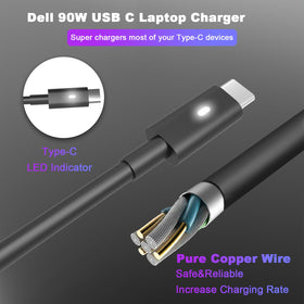 YOXYDIF 90W USB-C charger with 11ft cable for flexible desktop setup.