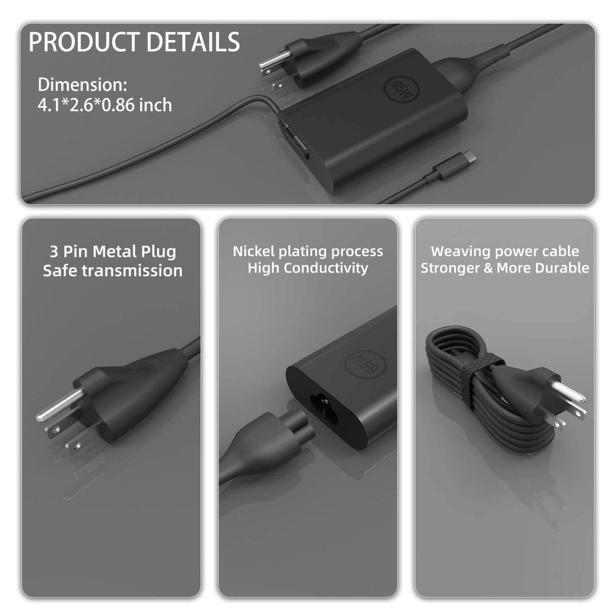 YOXYDIF compact 65W USB-C adapter ideal for desks, bags, and limited workspaces.