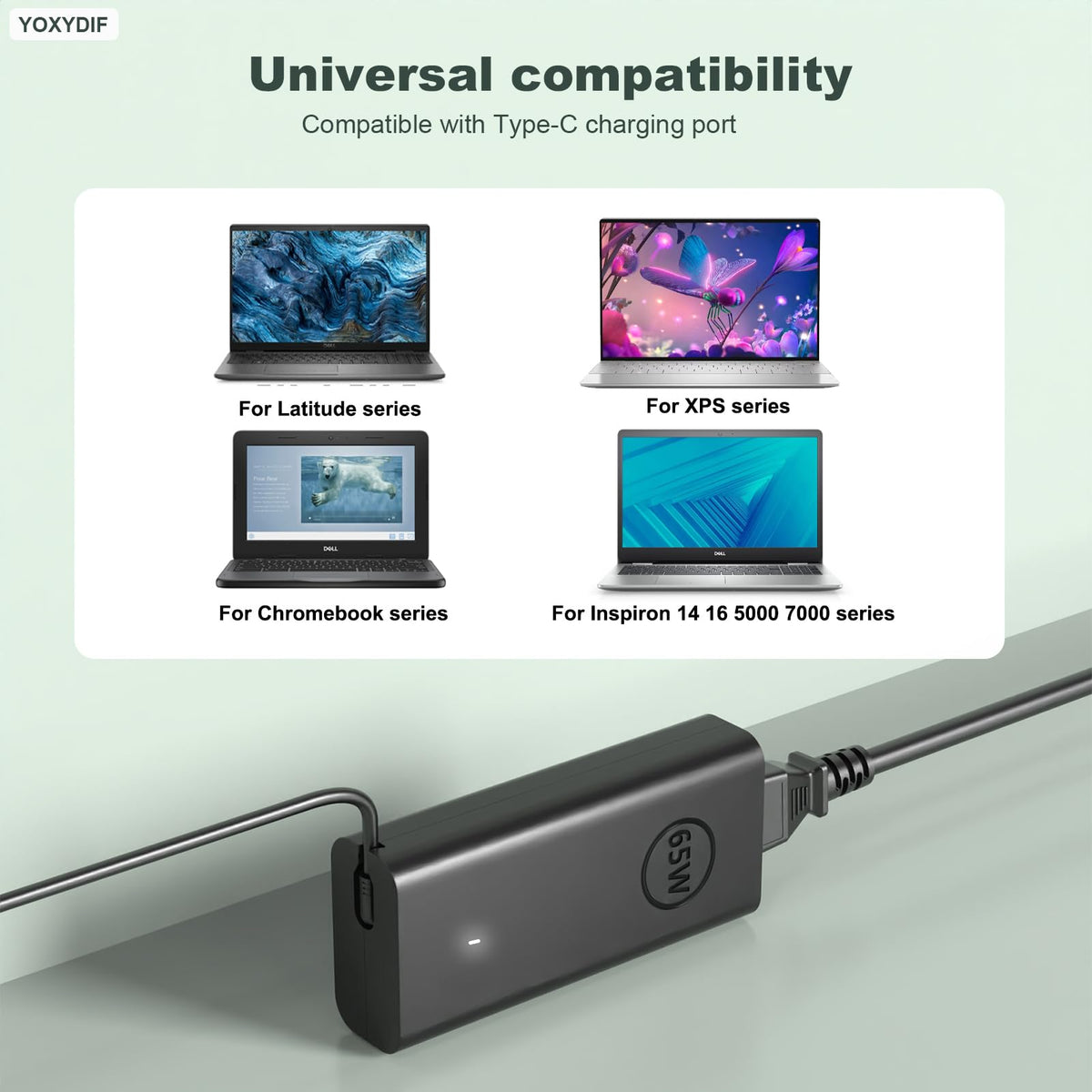 YOXYDIF Slim 65W USB C charger highlights compact design for travel