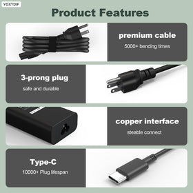 YOXYDIF Slim 65W USB C charger showing versatile USB C output options