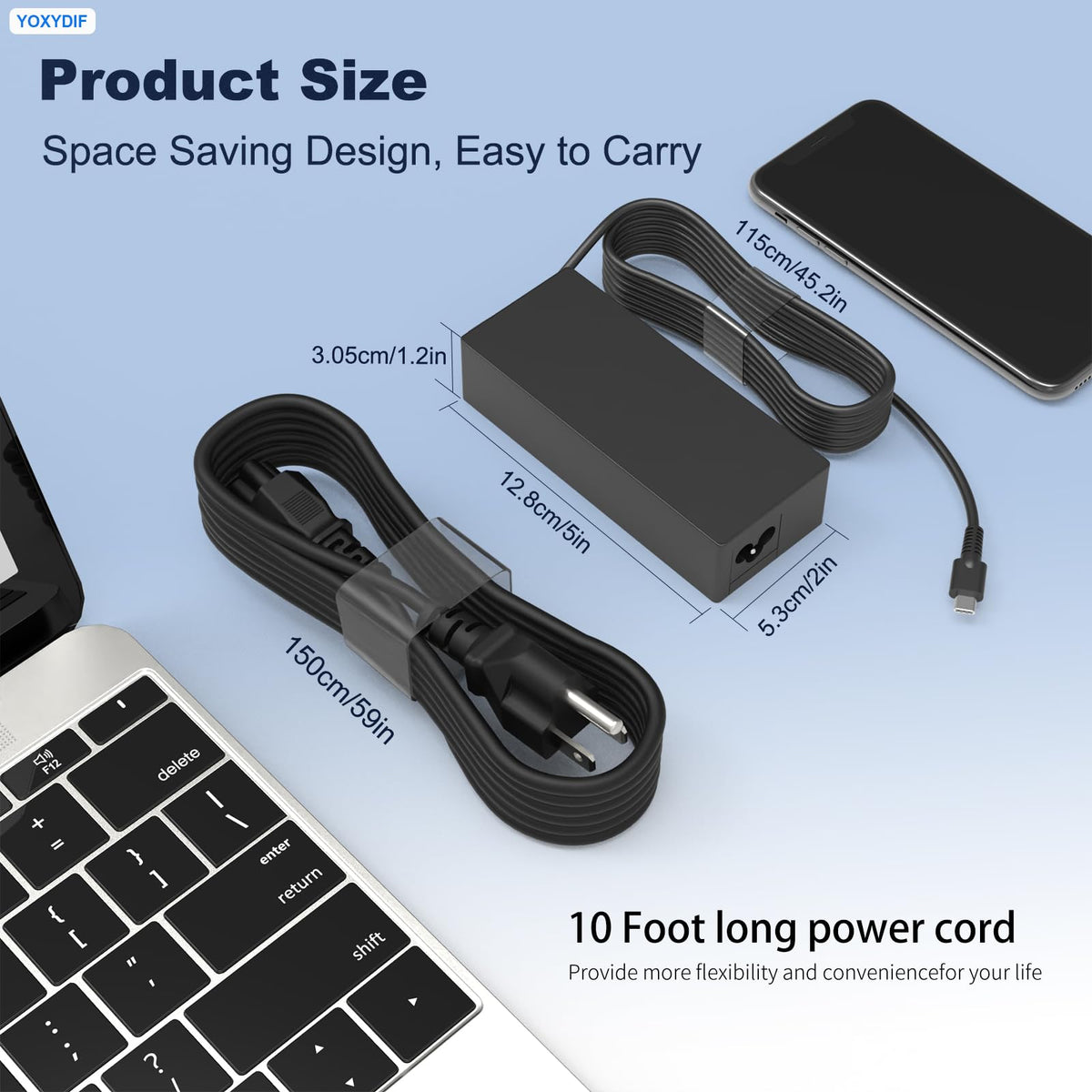 YOXYDIF travel-friendly USB-C charger ideal for on-the-go power.